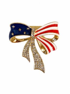 USA Sparkle Flag Bow Brooch in Red, White & Blue